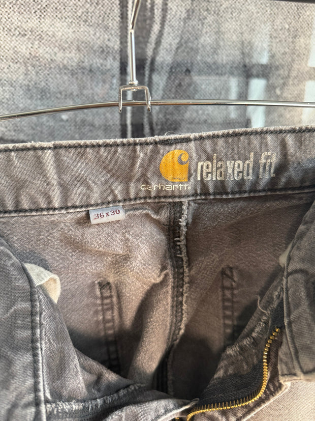 PERFECTLY FADED & WHISKERED CHROME HEARTS STYLE CARHARTT DOUBLE KNEE CARPENTER PANTS