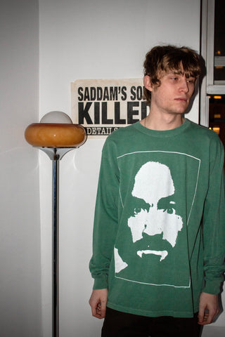 INSANE 90's JAPANESE PRINT SEAFOAM COLORWAY CHARLES MANSON LONG SLEEVE