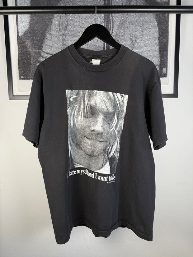 VINTAGE MEXICAN MISSPELLED "KURT COBIAN: I HATE MYSELF AND I WANT TO DIE" SHIRT