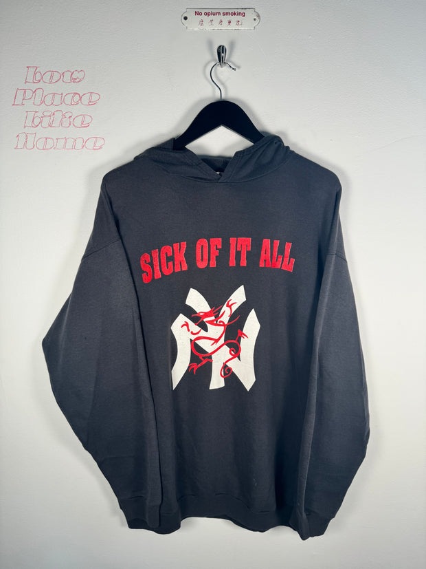 VINTAGE GRAIL 90's SICK OF IT ALL NY "WHEN THE PAIN STRIKES" HOODIE