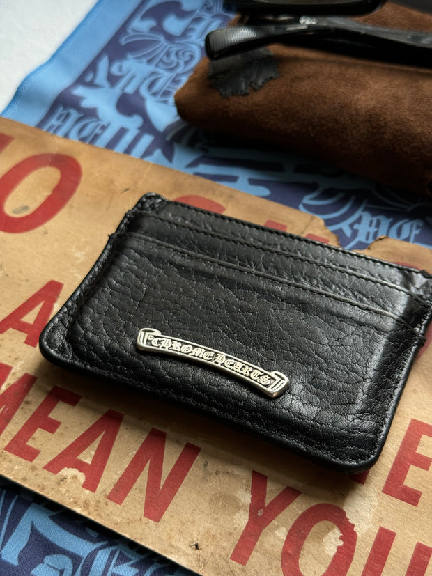 BUTTERY COWHIDE & .925 SILVER CROSS PENDANT CARDHOLDER