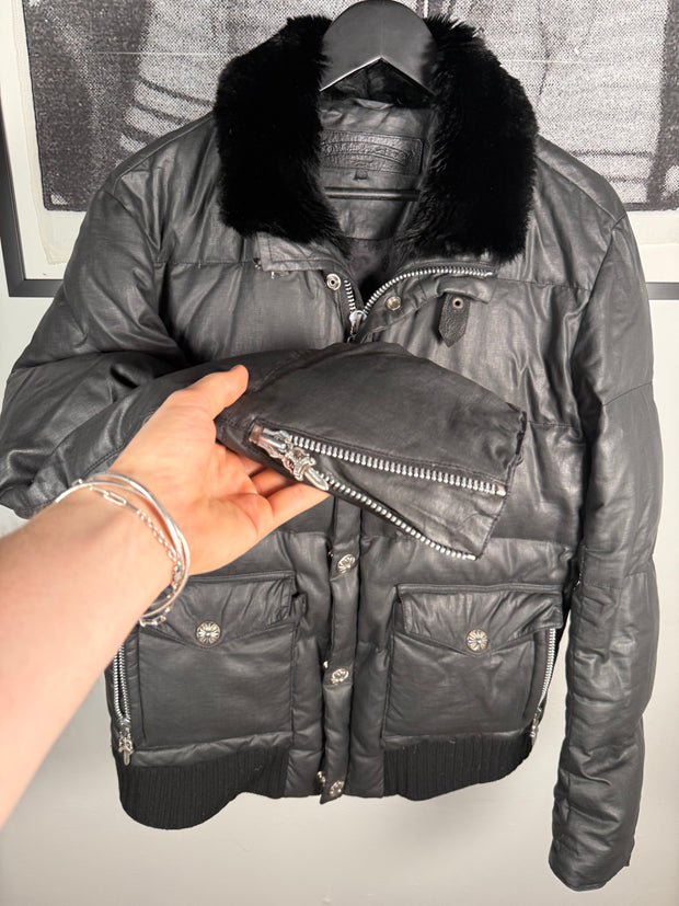 ULTIMATE GRAIL EARLY 2000's MINK COLLAR WAXED COTTON UTILITY JACKET