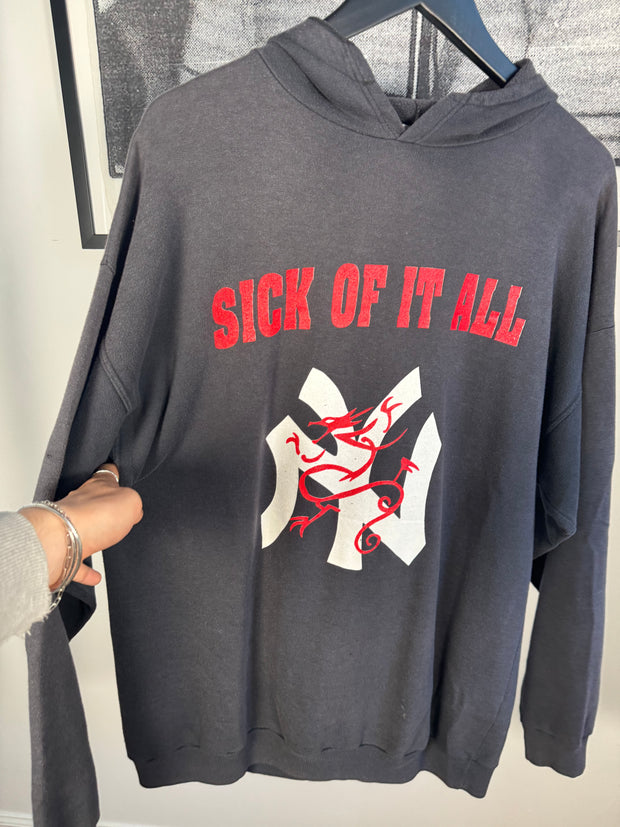 VINTAGE GRAIL 90's SICK OF IT ALL NY "WHEN THE PAIN STRIKES" HOODIE