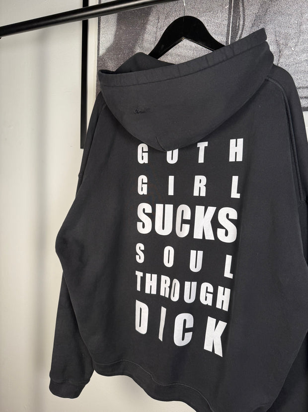 ULTIMATE GRAIL RAREST SIZE FALL/WINTER 2022 "GOTH GIRL SUCKS SOUL THROUGH DICK" ACID WASH VINTAGE TREATMENT HOODIE