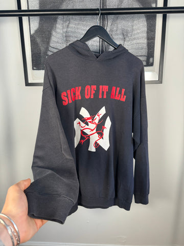 VINTAGE GRAIL 90's SICK OF IT ALL NY "WHEN THE PAIN STRIKES" HOODIE