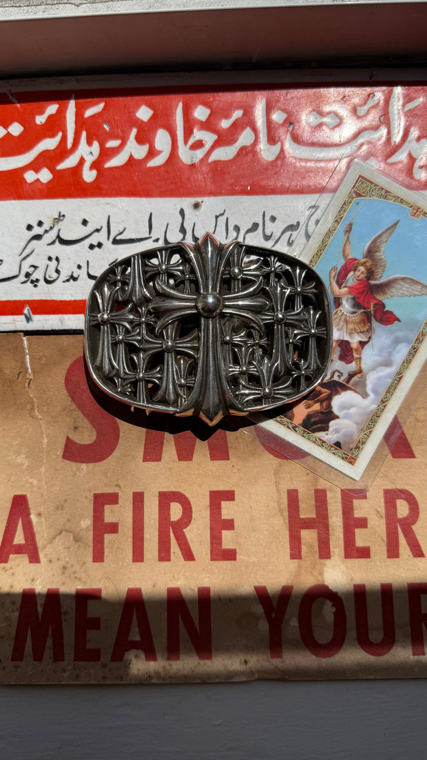 BRAND NEW 2025 LARGE SIZE .925 SILVEE CEMETERY BELT BUCKLE w/ OG DUSTBAG AND SHOPPING BACK