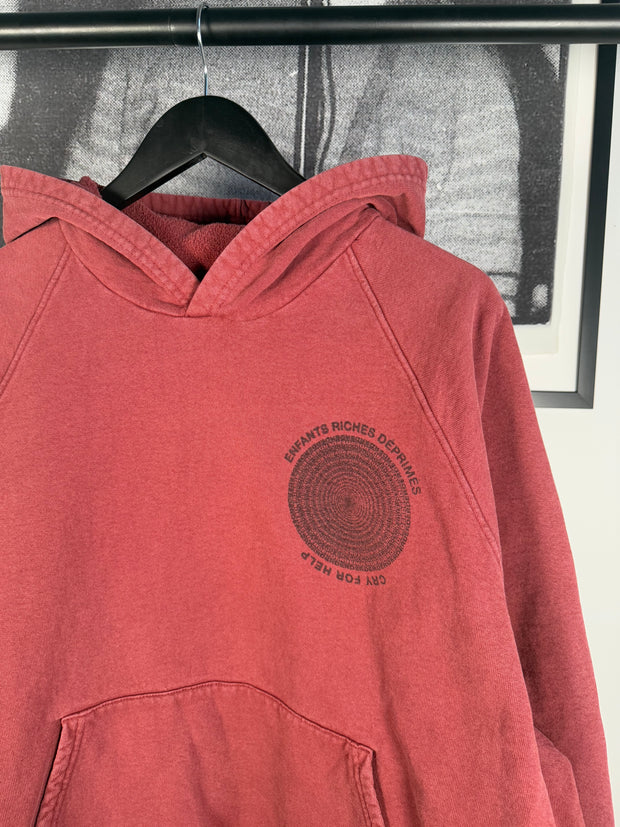 RARE SPRING/SUMMER 2020 MAROON OVER-DYED “CRY FOR HELP” MEGA OVERSIZED HOODIE