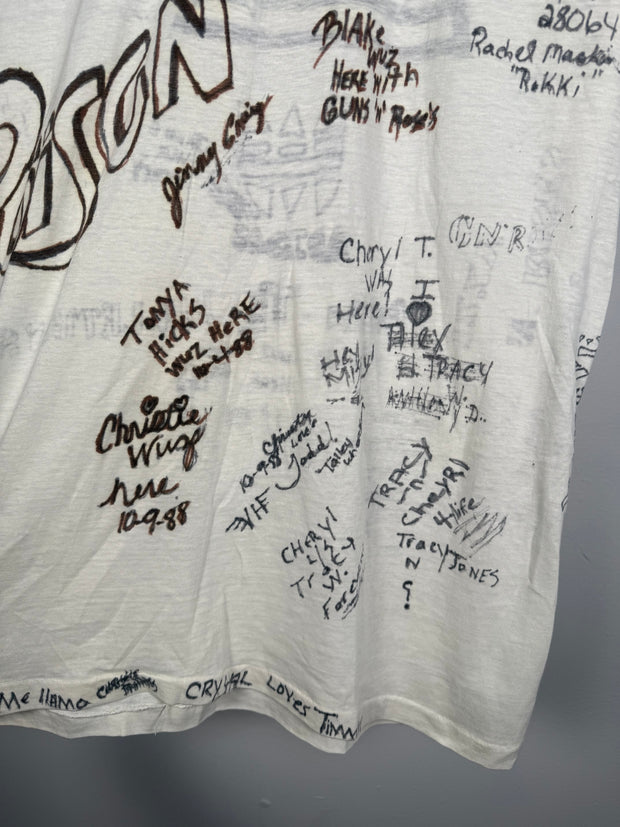 INSANE 80'S ANARCHY GROUPIE-OWNED 50+ SIGNATURE POISON ADIDAS DEF LEPPARD BAND TEE