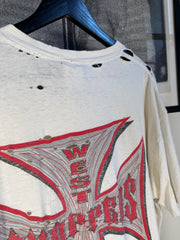 PERFECTLY THRASHED 90s WEST COAST CHOPPERS WHITE/RED LOGO SHIRT