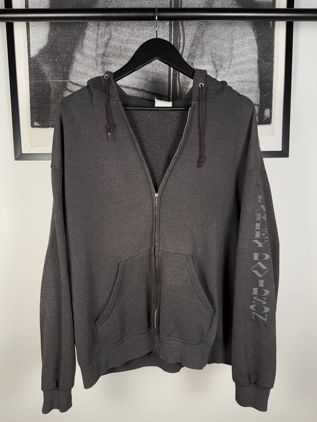 35+ YEAR OLD PERFECTLY FADED & OVERSIZED HARLEY DAVIDSON ULTRA-SOFT LOGO ZIPUP