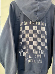 ICONIC RARE AUTOMNE/HIVER 2019 THRASHED "CHESSBOARD LOGO HOODIE"