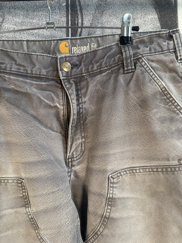 PERFECTLY FADED & WHISKERED CHROME HEARTS STYLE CARHARTT DOUBLE KNEE CARPENTER PANTS