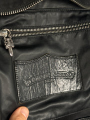 EXTREMELY RARE EARLY 2000'S BLACK WAXED COTTON CROSS PATCH MOTO BACKPACK