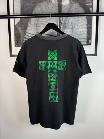 EXTREMELY RARE VINTAGE FADED 90s JAPAN RELEASE EMERALD FLEUR CROSS SCROLL LOGO SHIRT