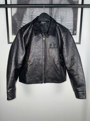 ULTIMATE GRAIL 2020 MADE-TO-ORDER EDITION NOIRE SILK LINED ERD ROSES JACKET EN CUIR