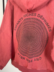 RARE SPRING/SUMMER 2020 MAROON OVER-DYED “CRY FOR HELP” MEGA OVERSIZED HOODIE