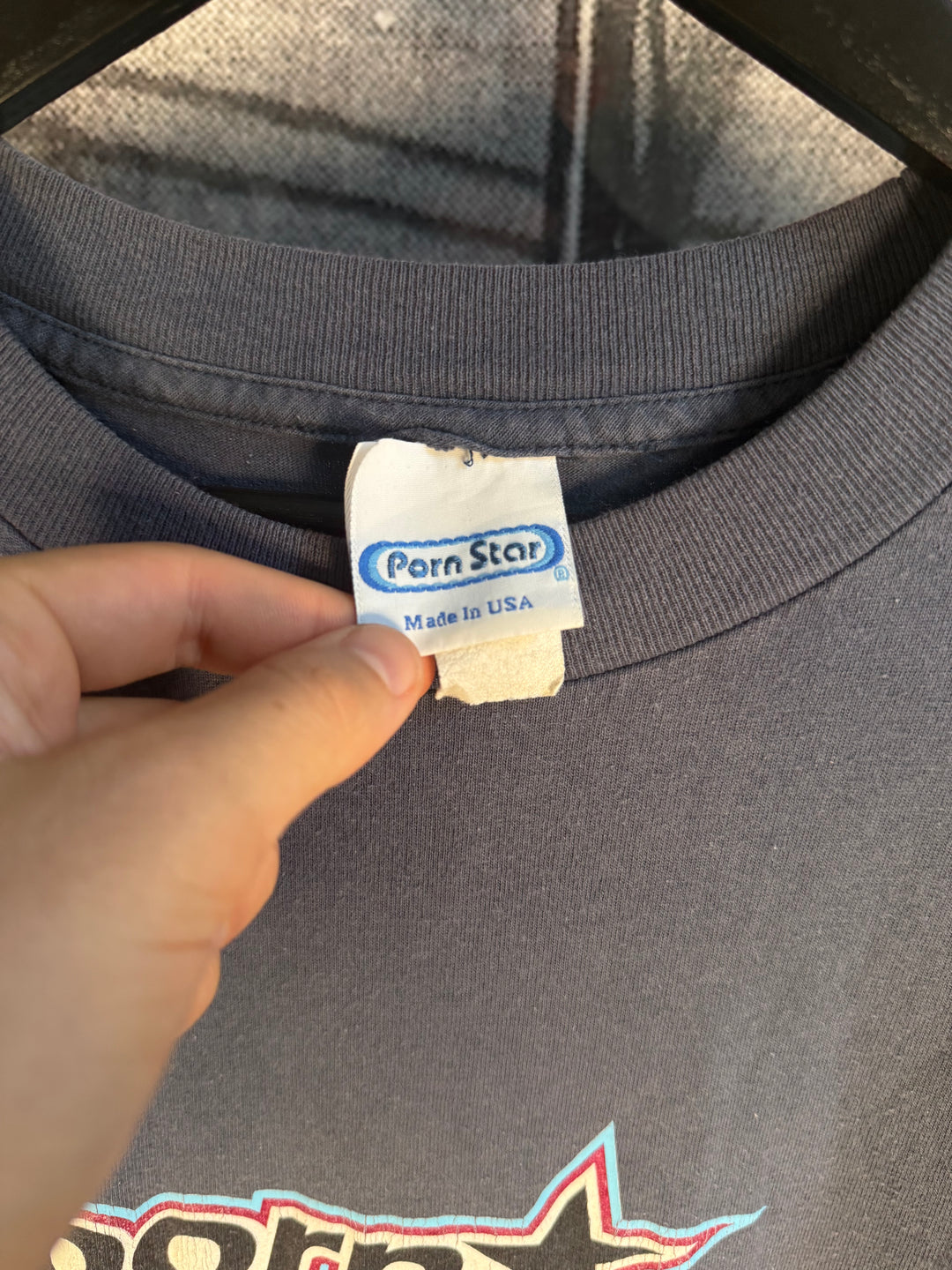 ICONIC RARE 90s PORN STAR SKATEBOARDS NAVY / RED LOGO SHIRT – Low