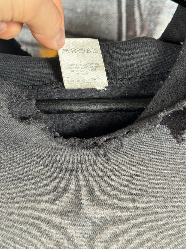 UNBELIEVABLE 80s PERFECTLY THRASHED & FADED "SOUTH SIDE" GOTHIC EMBROIDERY HOODIE
