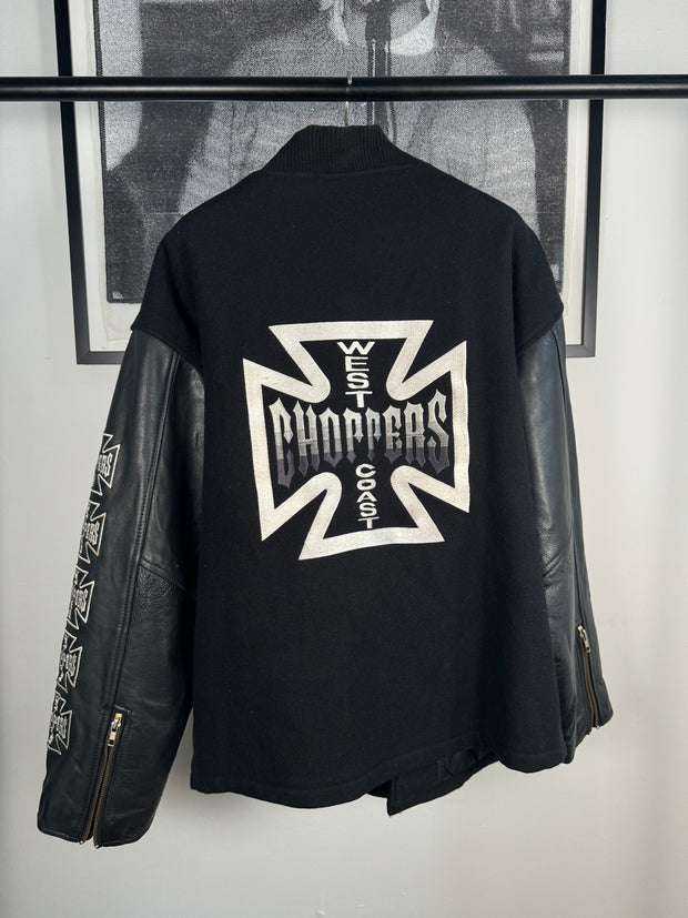 GRAIL WEST COAST CHOPPERS COWHIDE AND BOILED WOOL EMBROIDERED JESSE JAMES LOGO JACKET
