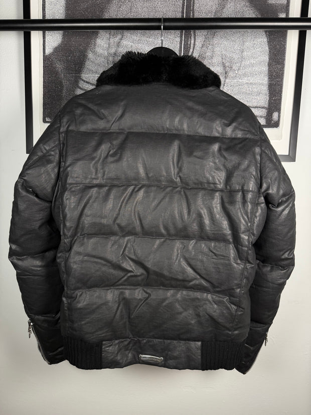 ULTIMATE GRAIL EARLY 2000's MINK COLLAR WAXED COTTON UTILITY JACKET
