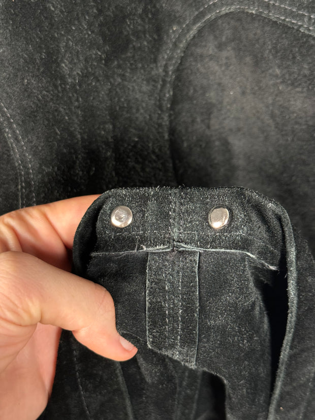 90's CHROME GRAIL SUEDE WESTERN FLEUR JACKET w/ .925 SILVER DOUBLE DAGGER ZIP
