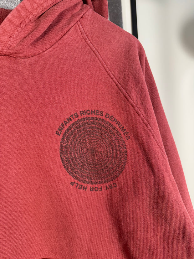 RARE SPRING/SUMMER 2020 MAROON OVER-DYED “CRY FOR HELP” MEGA OVERSIZED HOODIE
