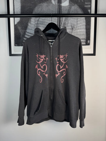RARE COLLECTOR'S GRAIL 90's SICK OF IT ALL "DOUBLE DRAGON" BACK LOGO ZIP UP