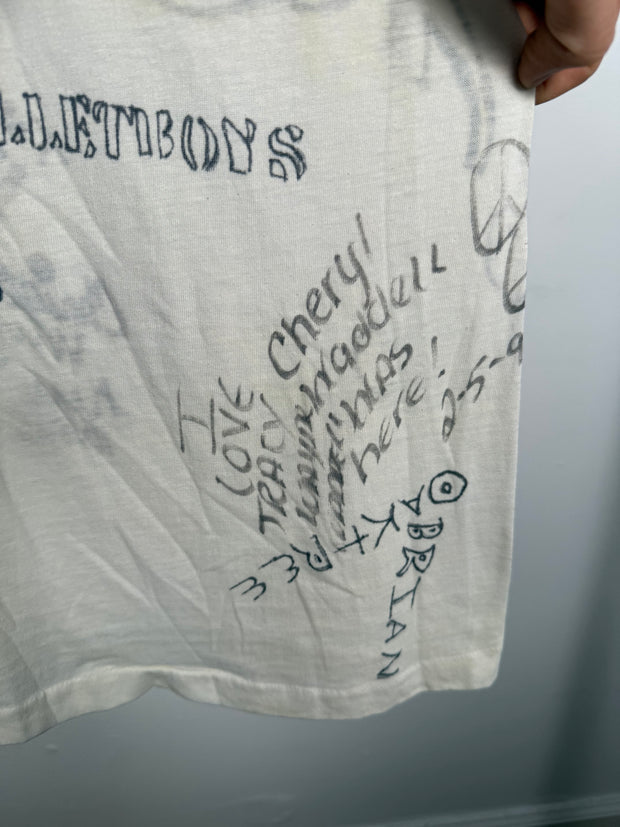 INSANE 80'S ANARCHY GROUPIE-OWNED 50+ SIGNATURE POISON ADIDAS DEF LEPPARD BAND TEE