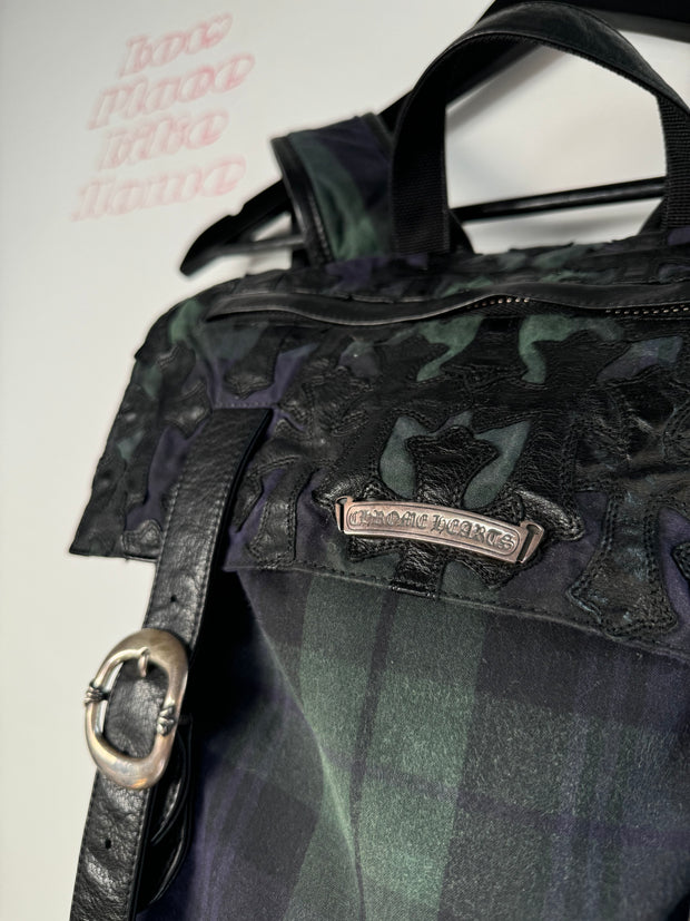 EXTREMELY RARE EARLY 2000'S ALPINE PLAID CROSS PATCH MOTO BACKPACK