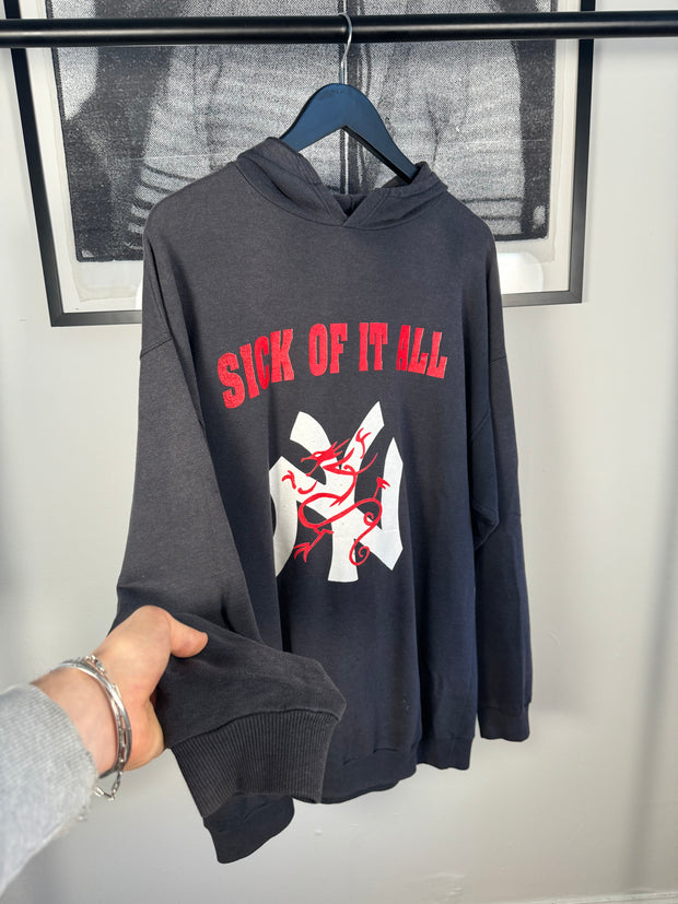 VINTAGE GRAIL 90's SICK OF IT ALL NY "WHEN THE PAIN STRIKES" HOODIE