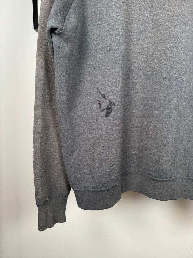 UNBELIEVABLE 80s PERFECTLY THRASHED & FADED "SOUTH SIDE" GOTHIC EMBROIDERY HOODIE