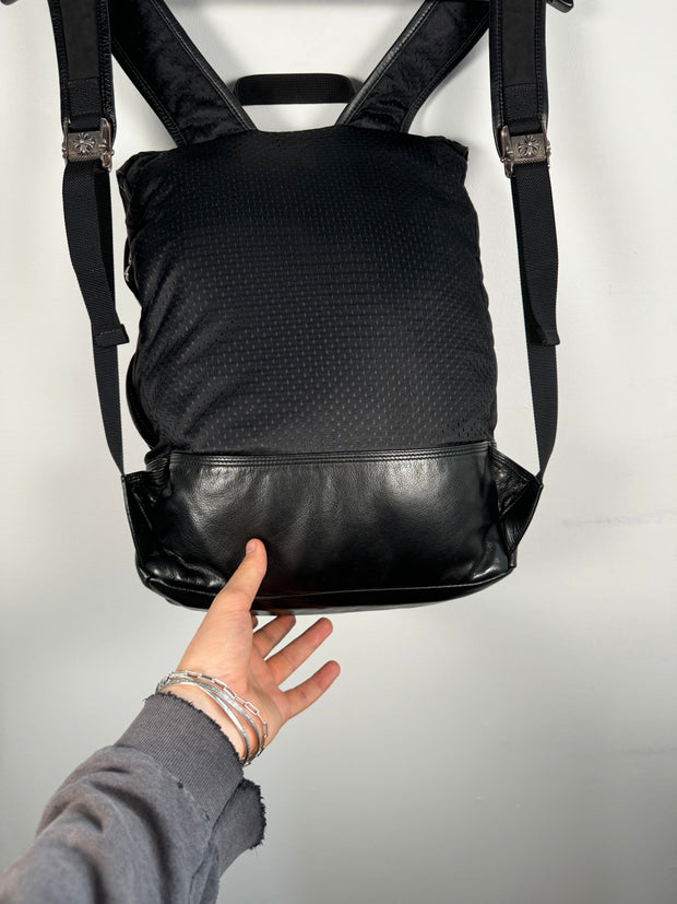 EXTREMELY RARE EARLY 2000'S BLACK WAXED COTTON CROSS PATCH MOTO BACKPACK