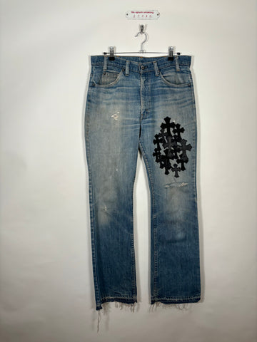 Vintage 90s Japan Exclusive Suede and Calf Leather Cross-Patch Denim (1 of 50)