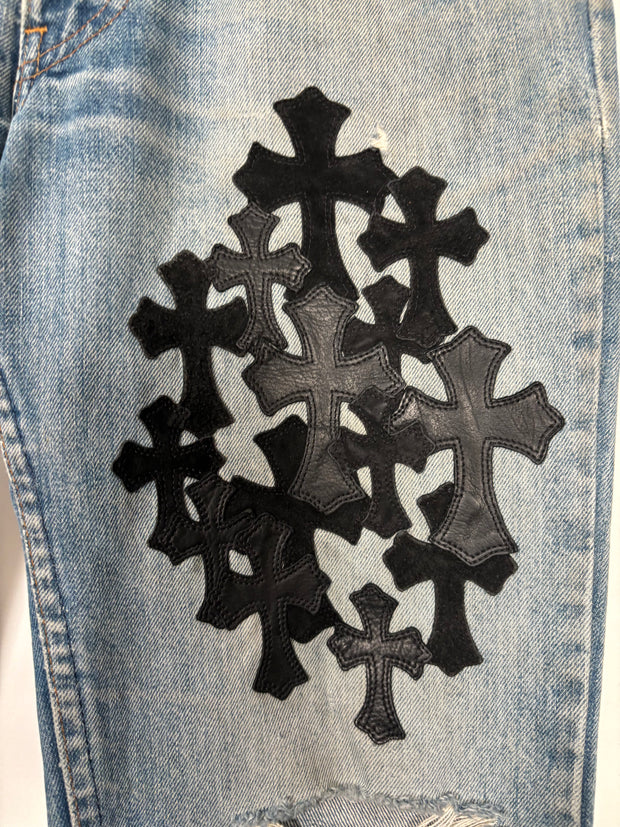Vintage 90s Japan Exclusive Suede and Calf Leather Cross-Patch Denim (1 of 50)