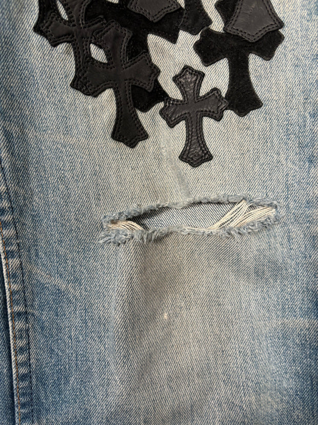 Vintage 90s Japan Exclusive Suede and Calf Leather Cross-Patch Denim (1 of 50)