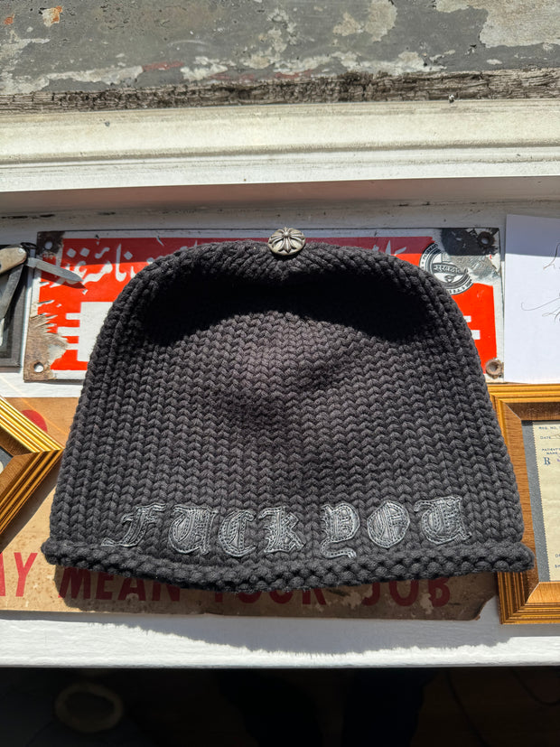 EXTREMELY RARE GRAIL EARLY 2000's LAMBSKIN / CASHMERE "FUCK YOU" BEANIE