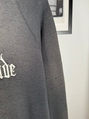 UNBELIEVABLE 80s PERFECTLY THRASHED & FADED "SOUTH SIDE" GOTHIC EMBROIDERY HOODIE