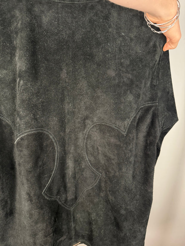 90's CHROME GRAIL SUEDE WESTERN FLEUR JACKET w/ .925 SILVER DOUBLE DAGGER ZIP