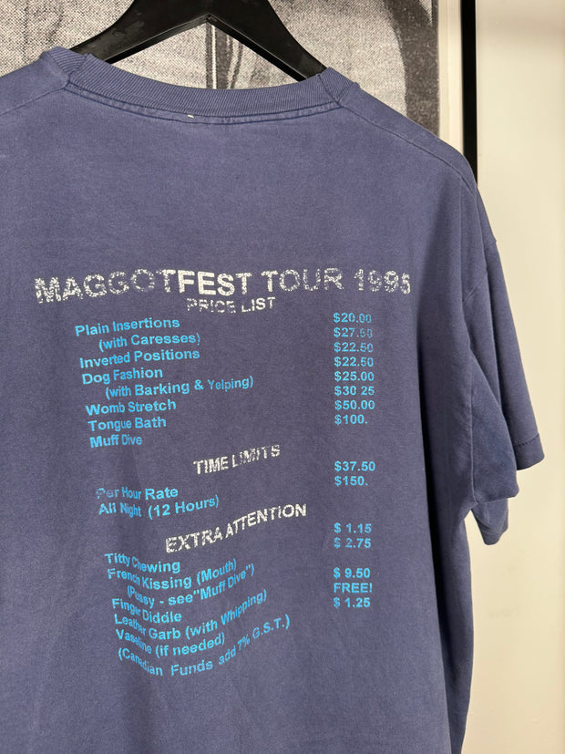 SINGLE STITCH "MAGGOTFEST 1995" BROTHEL MENU SHIRT