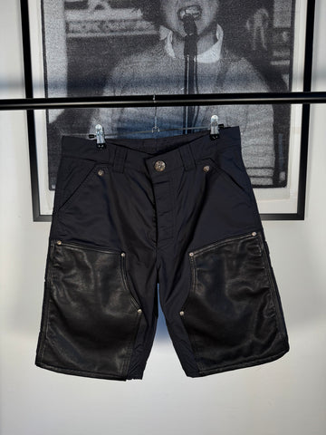 RARE 2025 ST. BARTH RELEASE LAMBSKIN CROSS PATCH COWHIDE DOUBLE KNEE SHORTS w/ .925 SILVER HARDWARE