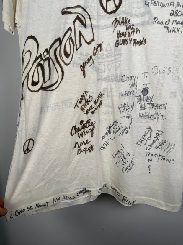 INSANE 80'S ANARCHY GROUPIE-OWNED 50+ SIGNATURE POISON ADIDAS DEF LEPPARD BAND TEE