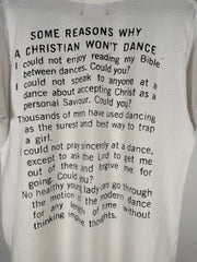 EXTREMELY RARE GRAIL SPRING/SUMMER 2021 “SOME REASONS WHY A CHRISTIAN WON’T DANCE” SHIRT