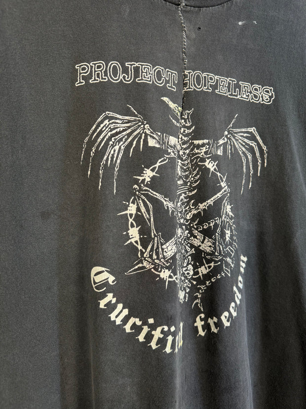 UNBELIEVABLE 2002 DENTAL FLOSS REPAIRED SWEDISH HARDCORE PUNK "PROJECT HOPELESS" SHIRT