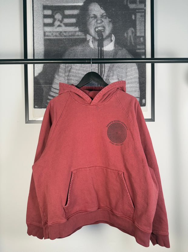 RARE SPRING/SUMMER 2020 MAROON OVER-DYED “CRY FOR HELP” MEGA OVERSIZED HOODIE
