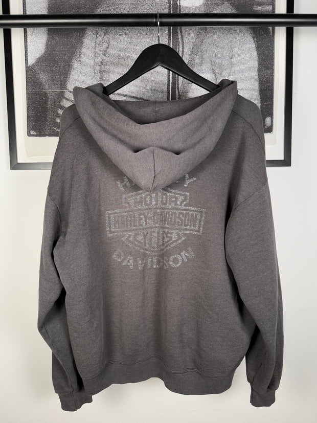 35+ YEAR OLD PERFECTLY FADED & OVERSIZED HARLEY DAVIDSON ULTRA-SOFT LOGO ZIPUP