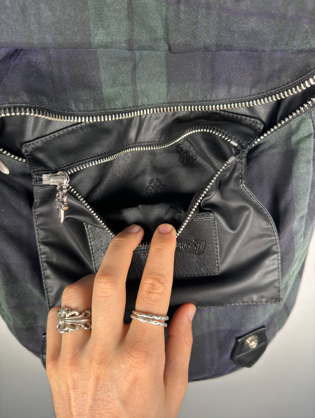 EXTREMELY RARE EARLY 2000'S ALPINE PLAID CROSS PATCH MOTO BACKPACK