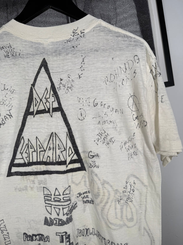 INSANE 80'S ANARCHY GROUPIE-OWNED 50+ SIGNATURE POISON ADIDAS DEF LEPPARD BAND TEE