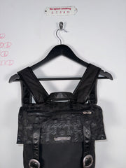 EXTREMELY RARE EARLY 2000'S BLACK WAXED COTTON CROSS PATCH MOTO BACKPACK