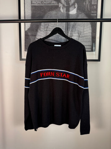 RARE 90s PORN STAR SKATEBOARDS EMBROIDERED KNIT SWEATER