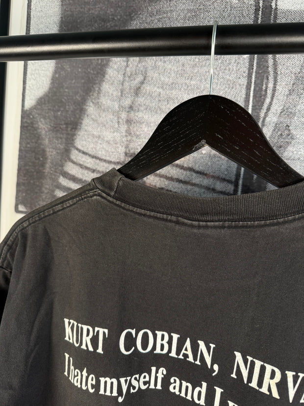 VINTAGE MEXICAN MISSPELLED "KURT COBIAN: I HATE MYSELF AND I WANT TO DIE" SHIRT